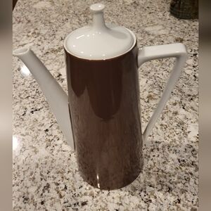 Vintage Harmony House Ironstone Brown and White Coffee Server Mid century Modern